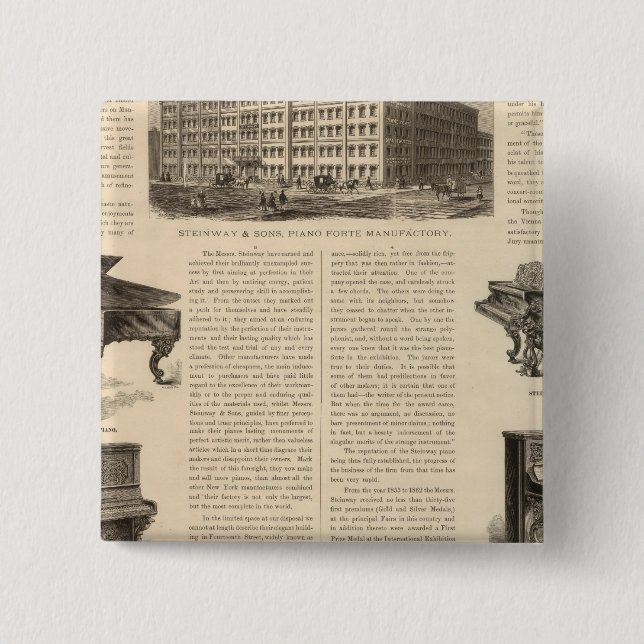 Steinway and Sons, Piano Manufacutrers 2 Inch Square Button (Front)