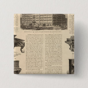 Steinway and Sons, Piano Manufacutrers 2 Inch Square Button