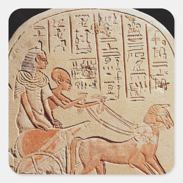 Stela depicting a scribe driving a chariot square sticker (Front)