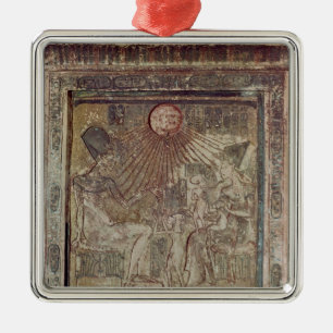 Stela depicting Aten giving life and Metal Ornament