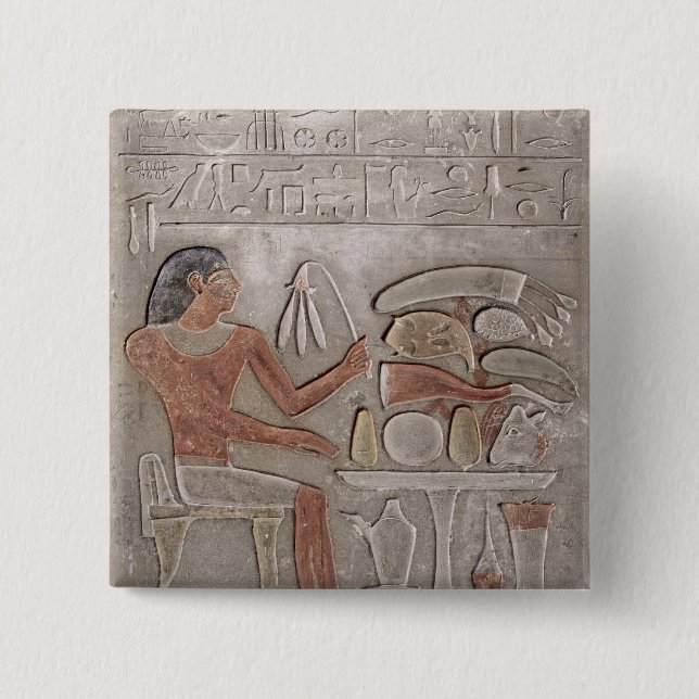 Stela depicting the deceased 2 inch square button (Front)