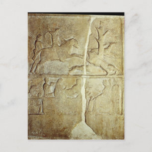 Stela relief depicting a wild boar hunt postcard