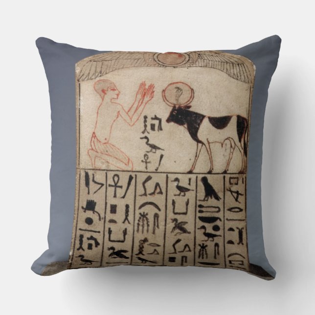 Stela to the Apis bull (painted limestone) Throw Pillow (Front)
