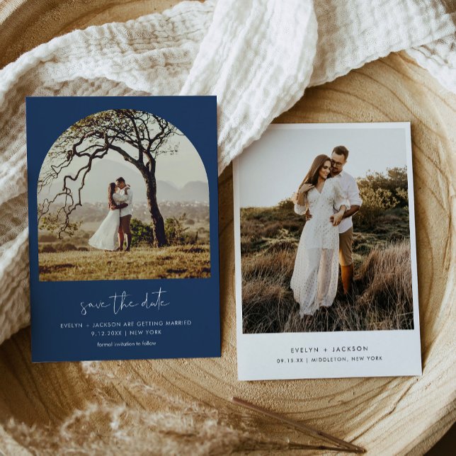 STELLA  Arch Photo Save The Date Navy Invitation (Creator Uploaded)