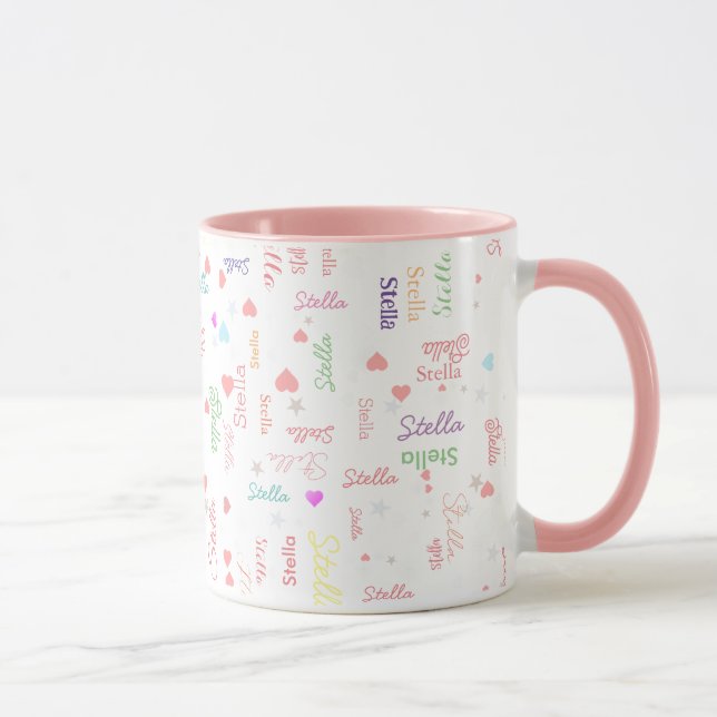Stella custom colour name magical hearts and stars mug (Right)