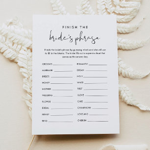 STELLA Finish the Bride's Phrase Bridal Game  Invitation