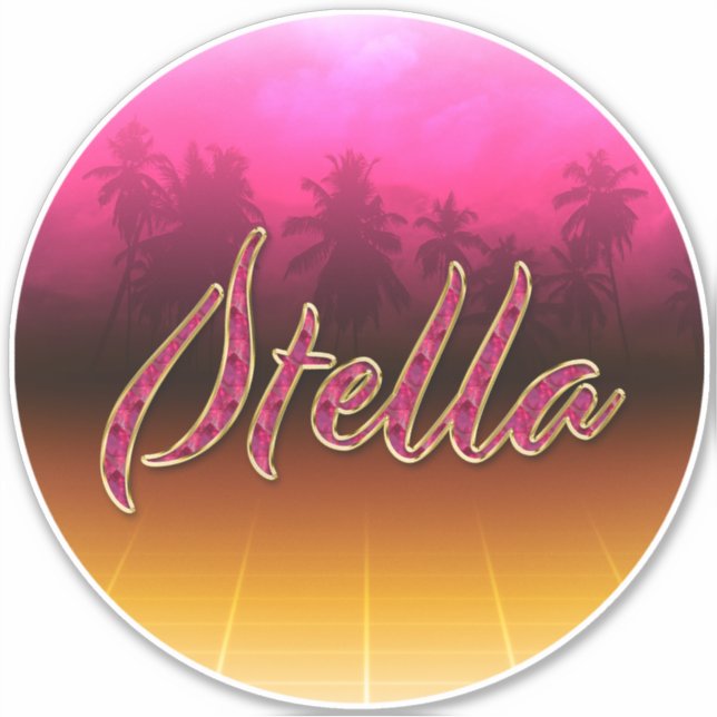 Stella First Name Golden pink Sticker (Front)