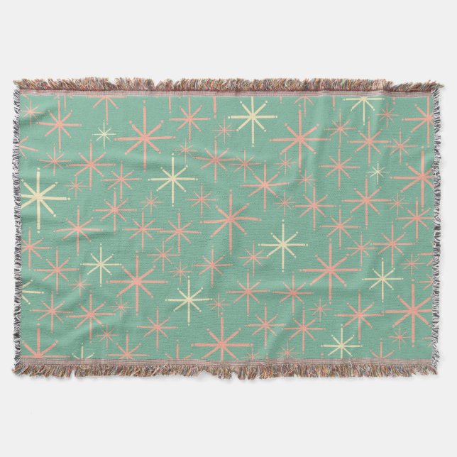 Stella Mid-Century Modern Retro Atomic Age Stars Throw Blanket (Front)