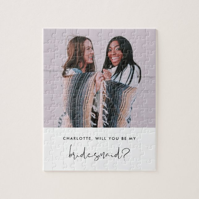 STELLA Minimal Photo Bridesmaid Proposal Jigsaw Puzzle (Vertical)