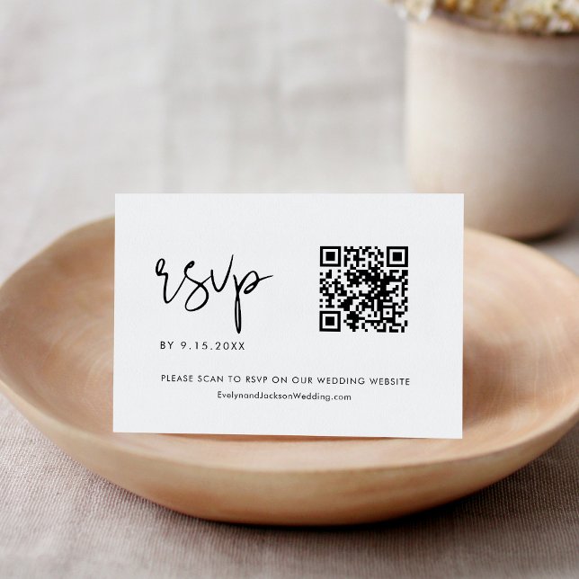 STELLA Minimalist Wedding QR Code RSVP Card (Creator Uploaded)