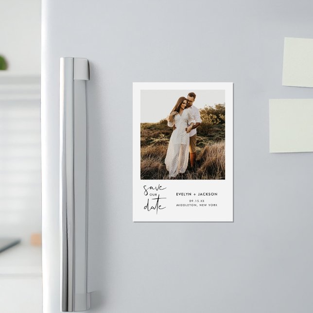 STELLA Modern Edgy Photo Save The Date Magnetic Invitation (Creator Uploaded)