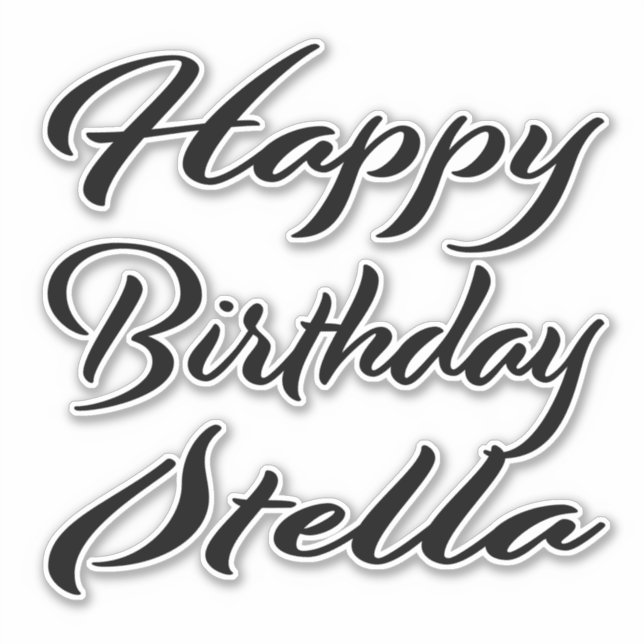 Stella name first name black Sticker birthday (Front)