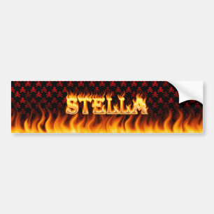 Stella real fire and flames bumper sticker design.