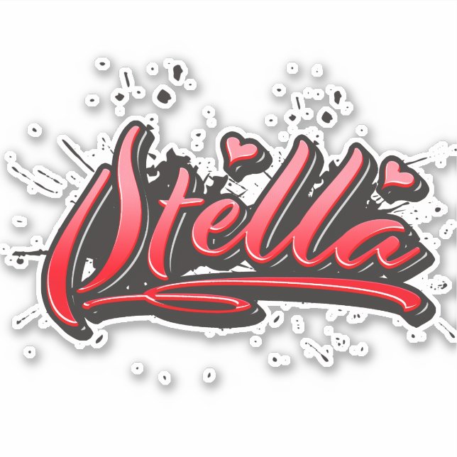 Stella red heart graffiti Autocollants (Devant)