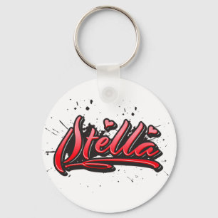 Stella red Heart Graffiti Key Keychain