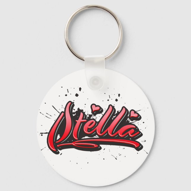 Stella red Heart Graffiti Schlüsselanhänger Keychain (Front)