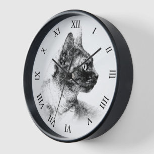 Stella the Grey Cat Wall Clock