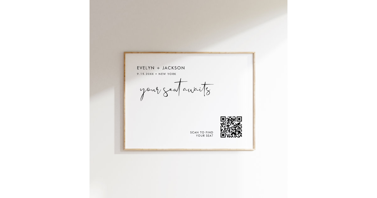 STELLA Wedding Seating Chart QR Code Sign | Zazzle