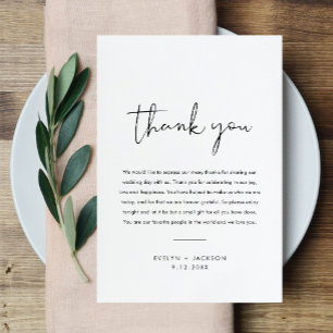 STELLA Wedding Thank you Letter Napkin Note Card
