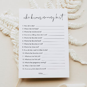 STELLA Who Knows Mommy Best Baby Shower Game Invitation