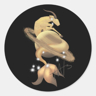 Stellar Capricorn Saturn Zodiac Classic Round Sticker