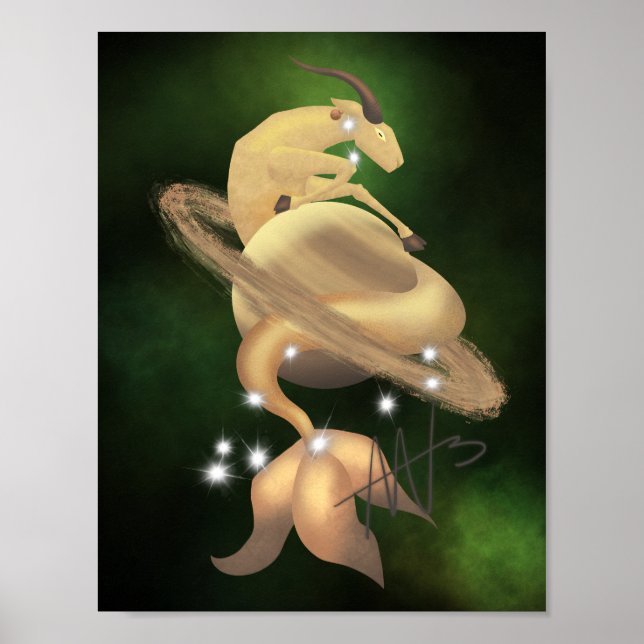 Stellar Capricorn Saturn Zodiac Poster (Front)