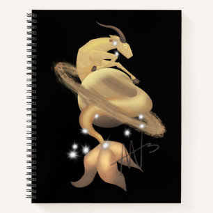 Stellar Capricorn Saturn Zodiac Spiral Notebook