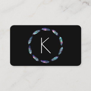 Stellar Feather Pattern with Monogram Business Card