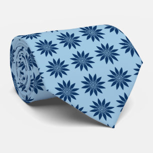 Stellar Geometric Floral Sky Blue & Navy Two-Sided Tie