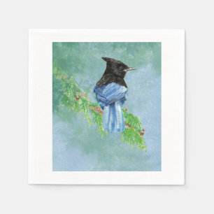 Stellar Jay Bird Farmhouse Rustic Country Art Napkin