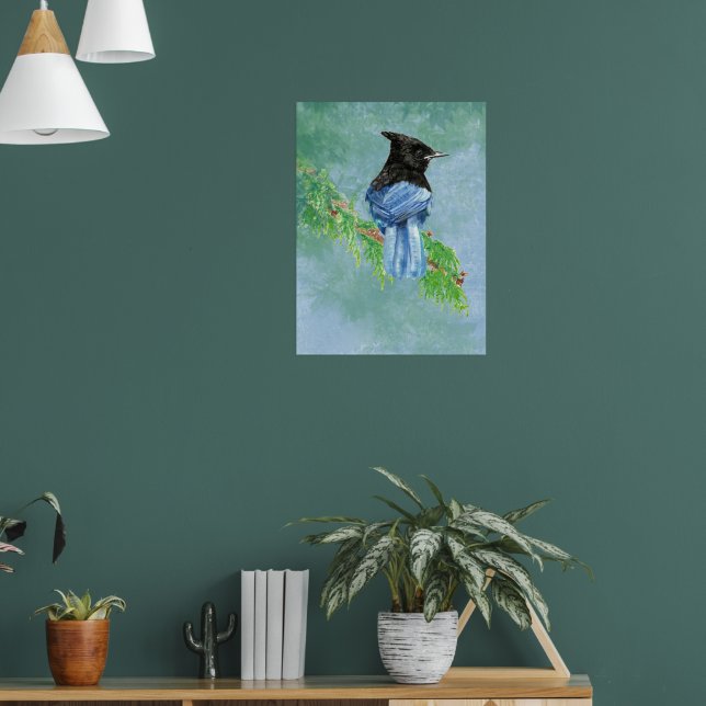Stellar Jay Bird Farmhouse Rustic Country Art  Poster (Living Room 1)