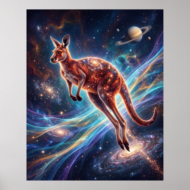 Stellar Kangaroo Leaping Solar Wind Art Poster (Front)
