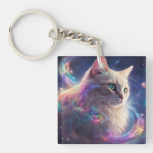 Stellar Kitty- cosmic cat art Keychain