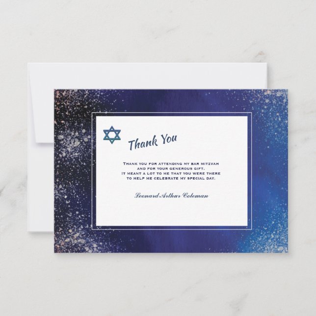 Stellar Night Bar Mitzvah Carte de remerciements (Devant)
