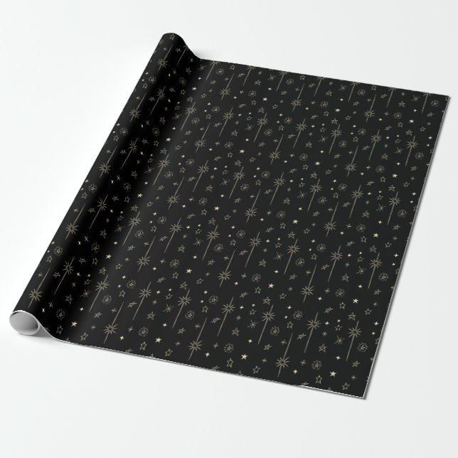 Stellar Night Star Celestial Wrapping Paper (Unrolled)