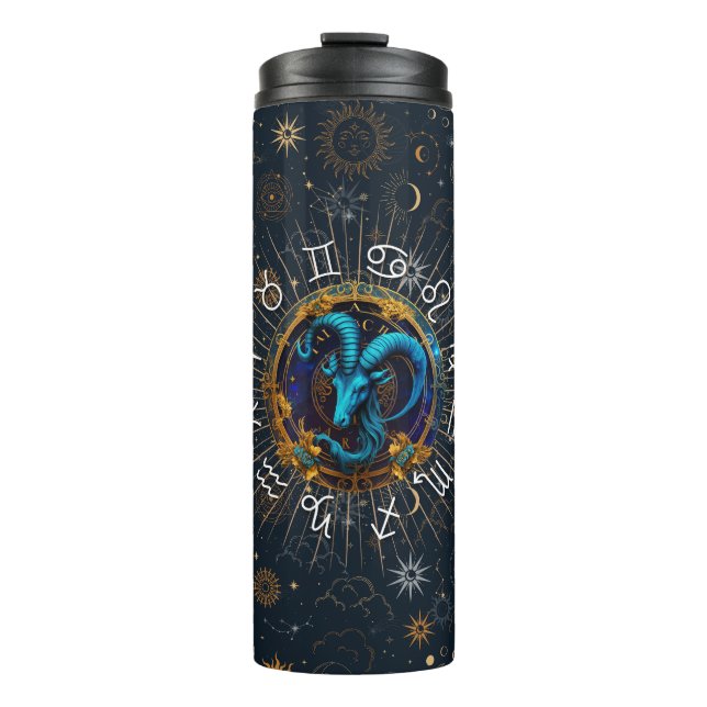 Stellar Sipper - Capricorn Zodiac Thermal Tumbler (Front)