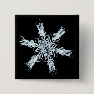 Stellar snow crystal 2 inch square button