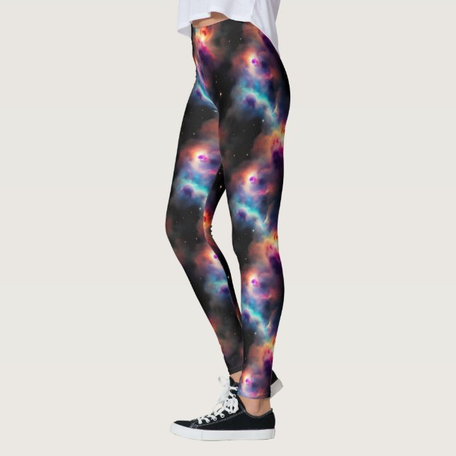 Stellar Symphony Galactic Nebulas Pattern Leggings (Left)