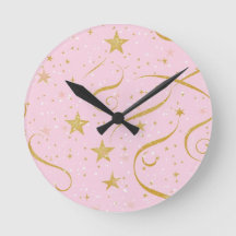 Stellar Time – Pink & Gold Star Digital Clock