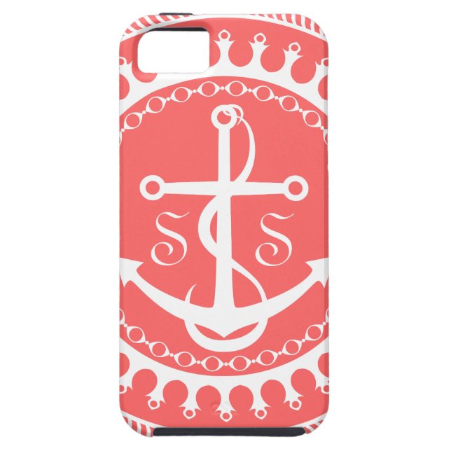 StellaRoot Anchor Down Preppy Personalize Initials Case-Mate iPhone Case (Back)