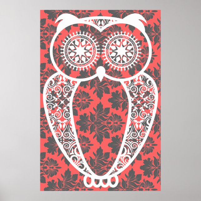 StellaRoot Hoot Owl Vintage Damask Print (Front)