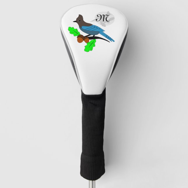 Steller Blue Jay Monogram Golf Head Cover (Front)