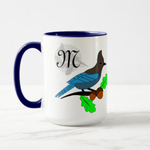 Steller Blue Jay Monogram Mug