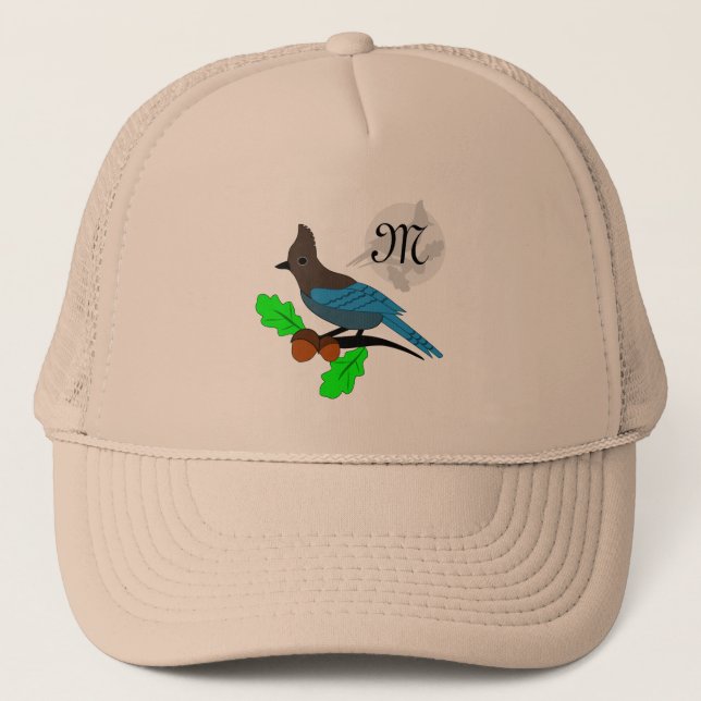 Steller Blue Jay Monogram Trucker Hat (Front)