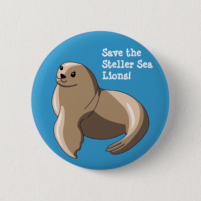 Steller Sea Lions 2 Inch Round Button (Front)