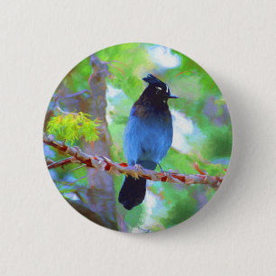 Steller's Jay 2 Painting - Original Bird Art Inch Round Button