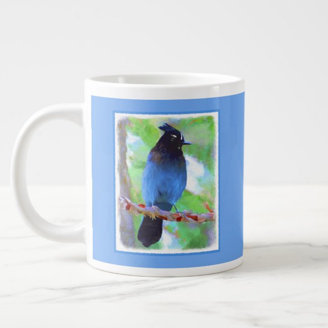 Steller's Jay 2 Painting - Original Bird Art Large Coffee Mug (Left)
