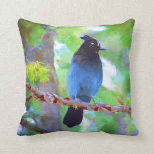 Steller's Jay 2 Painting - Original Bird Art Throw Pillow
