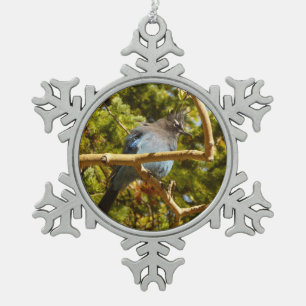 Steller's Jay at Rocky Mountain National Park Snowflake Pewter Christmas Ornament