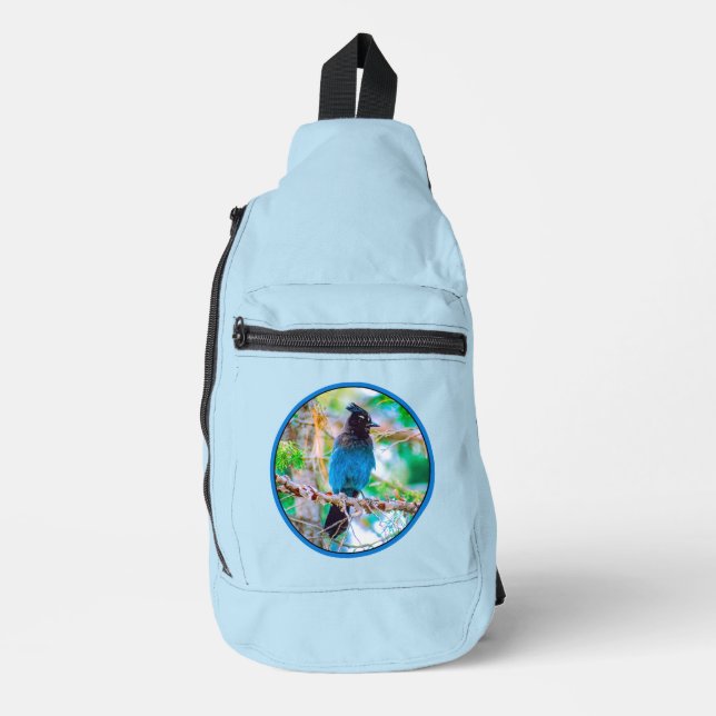 Steller's Jay in Forest Original Photograph Sling Bag (Front)